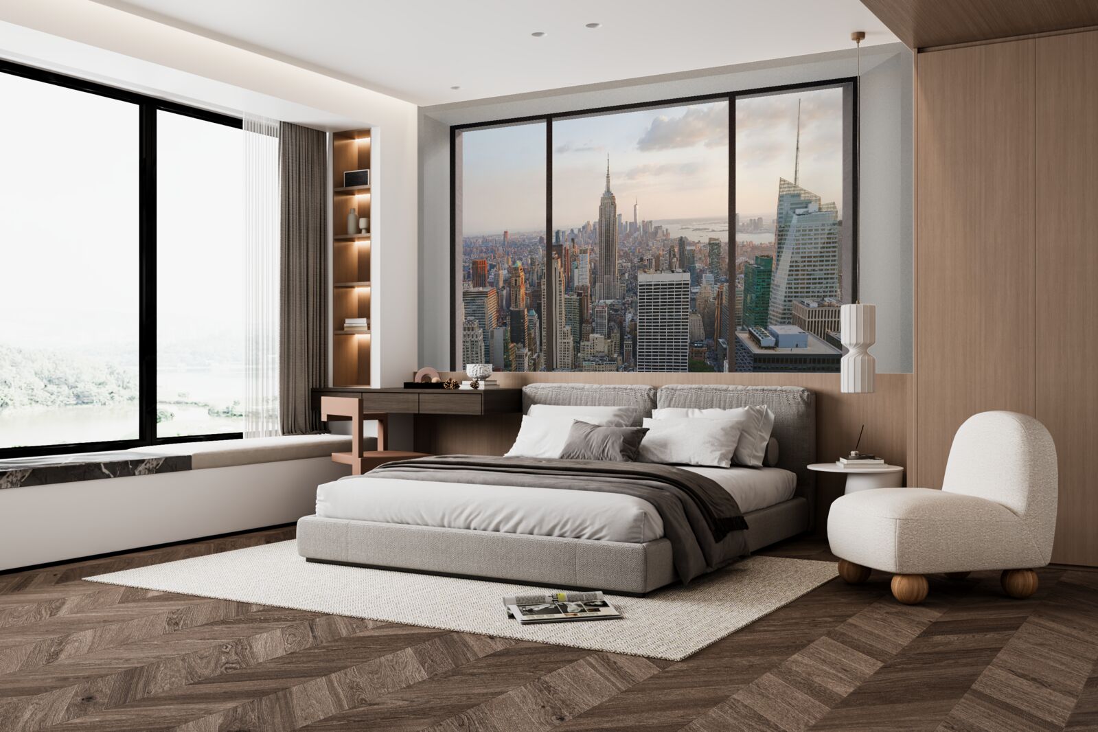 Fototapet panorama din centrul orașului new york de la fereastră