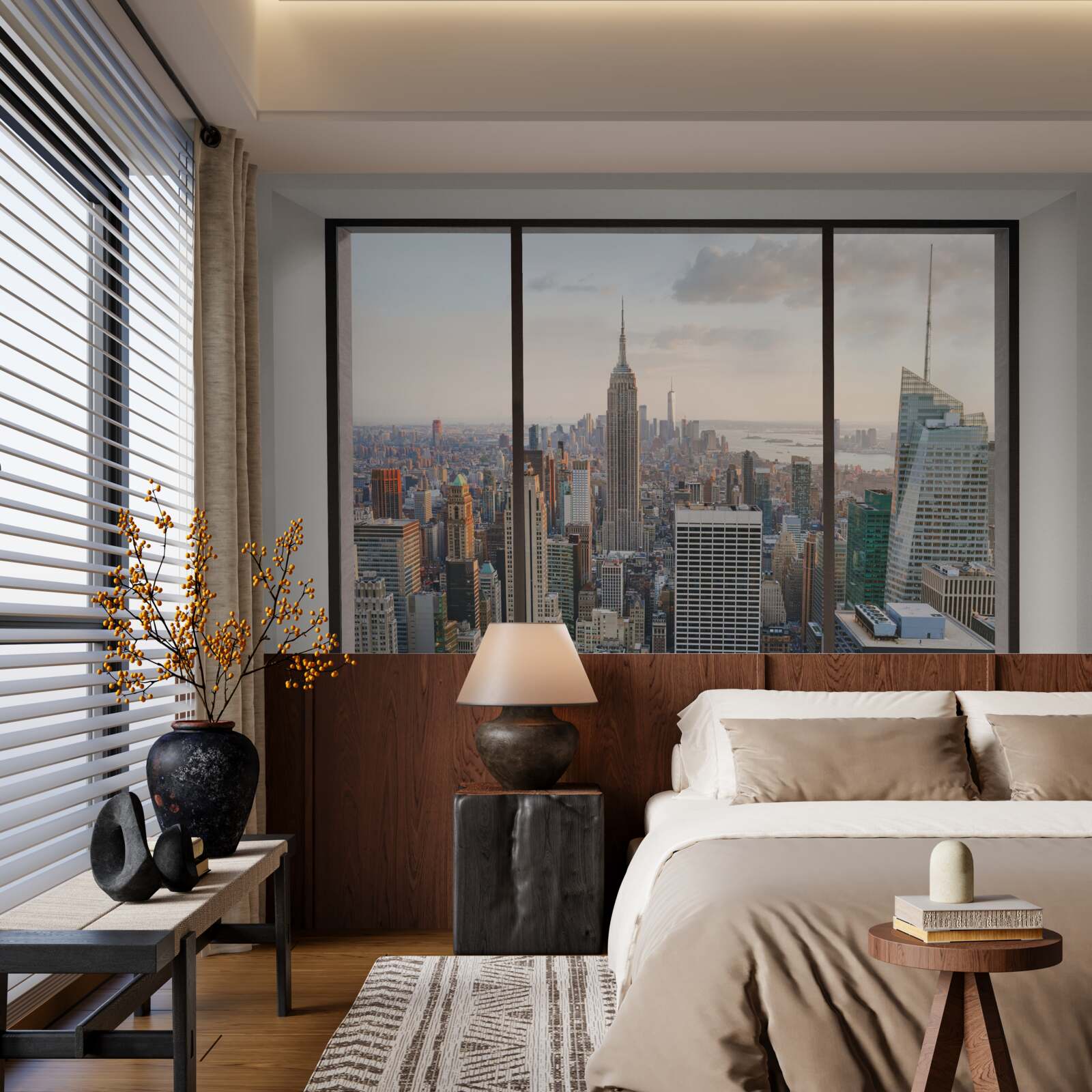 Fototapet panorama din centrul orașului new york de la fereastră