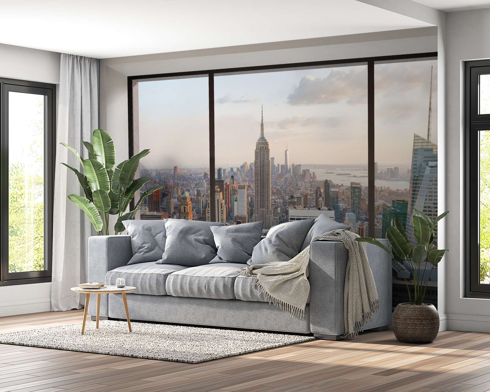 Fototapet panorama din centrul orașului new york de la fereastră