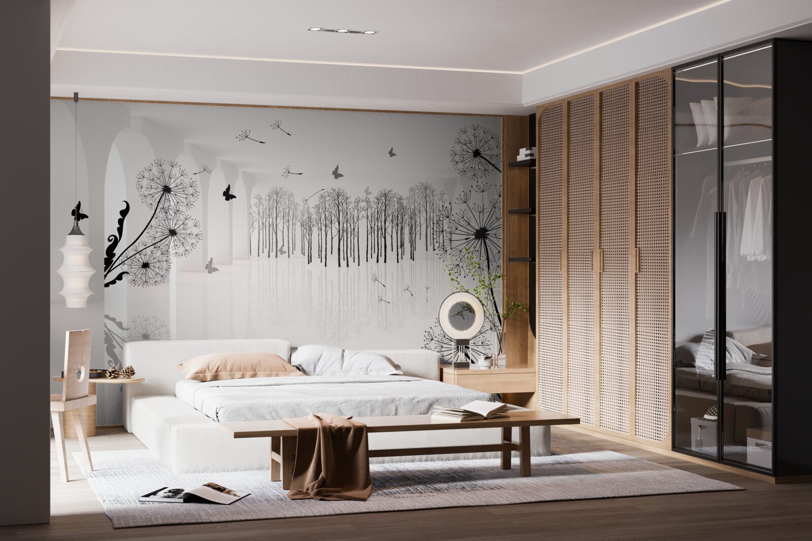 Fototapet perspectiva păpădiilor în tunel