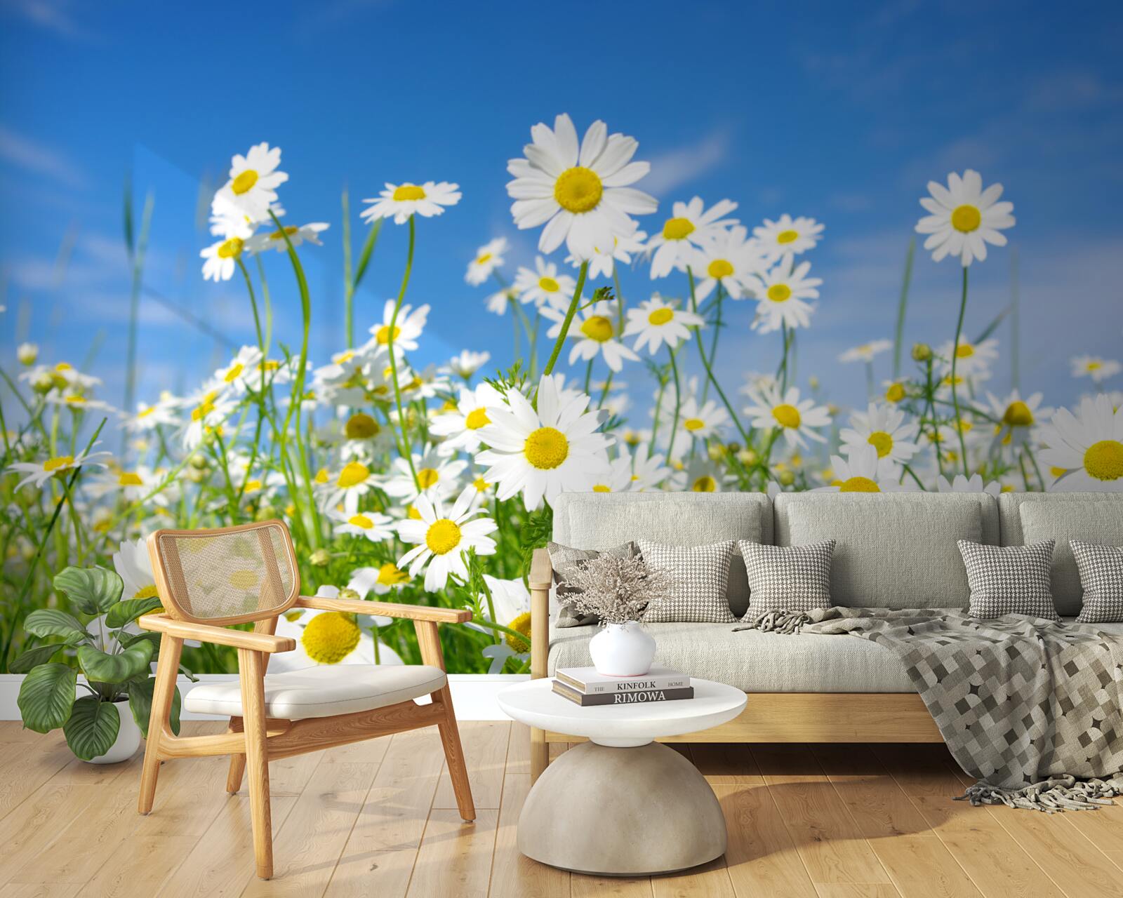 Fototapet mușețel pe o pajiște într-o zi de vară