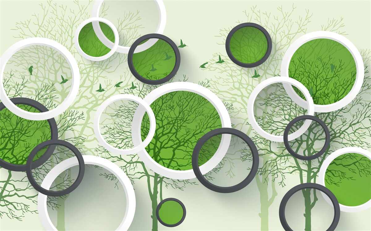 Fototapet roțile sunt vopsite în culoarea copacilor