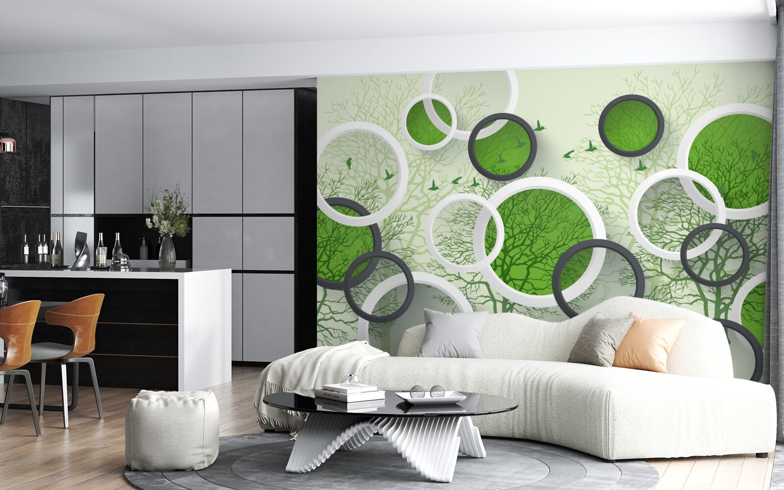 Fototapet roțile sunt vopsite în culoarea copacilor