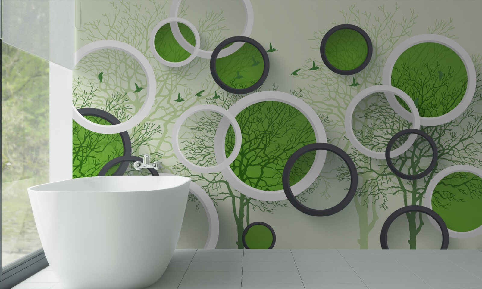 Fototapet roțile sunt vopsite în culoarea copacilor