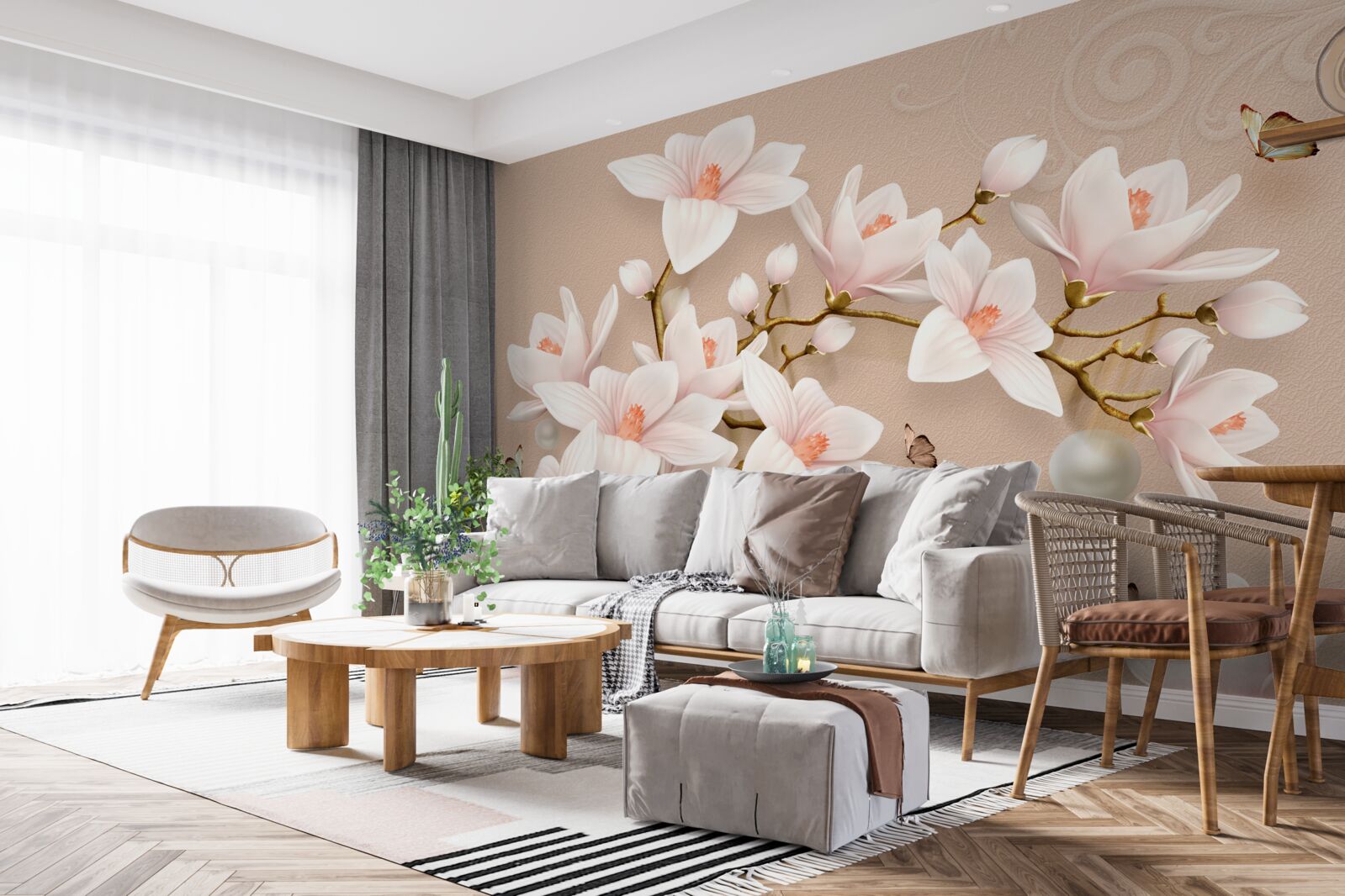 Fototapet muguri moi pe o bază roz