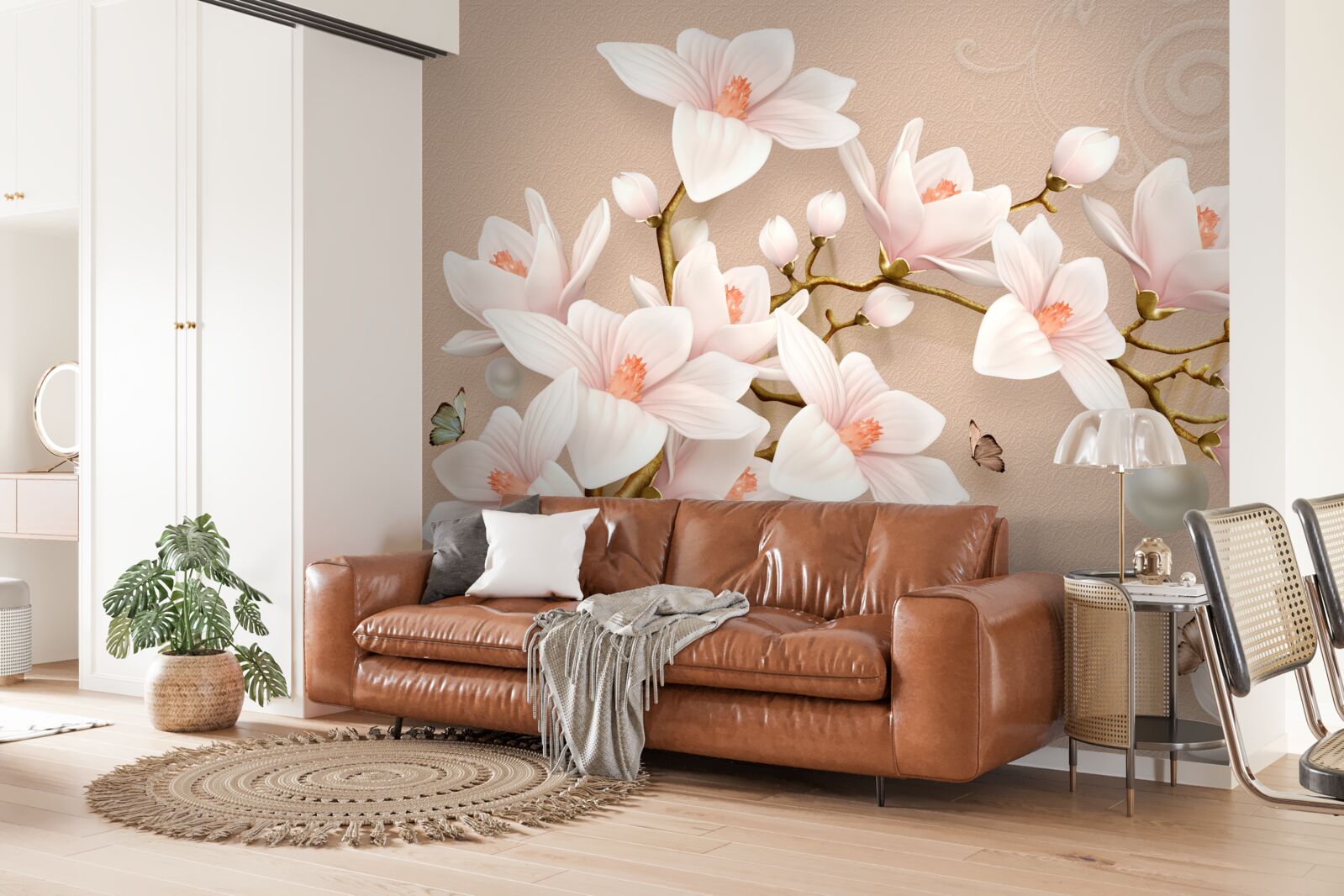 Fototapet muguri moi pe o bază roz