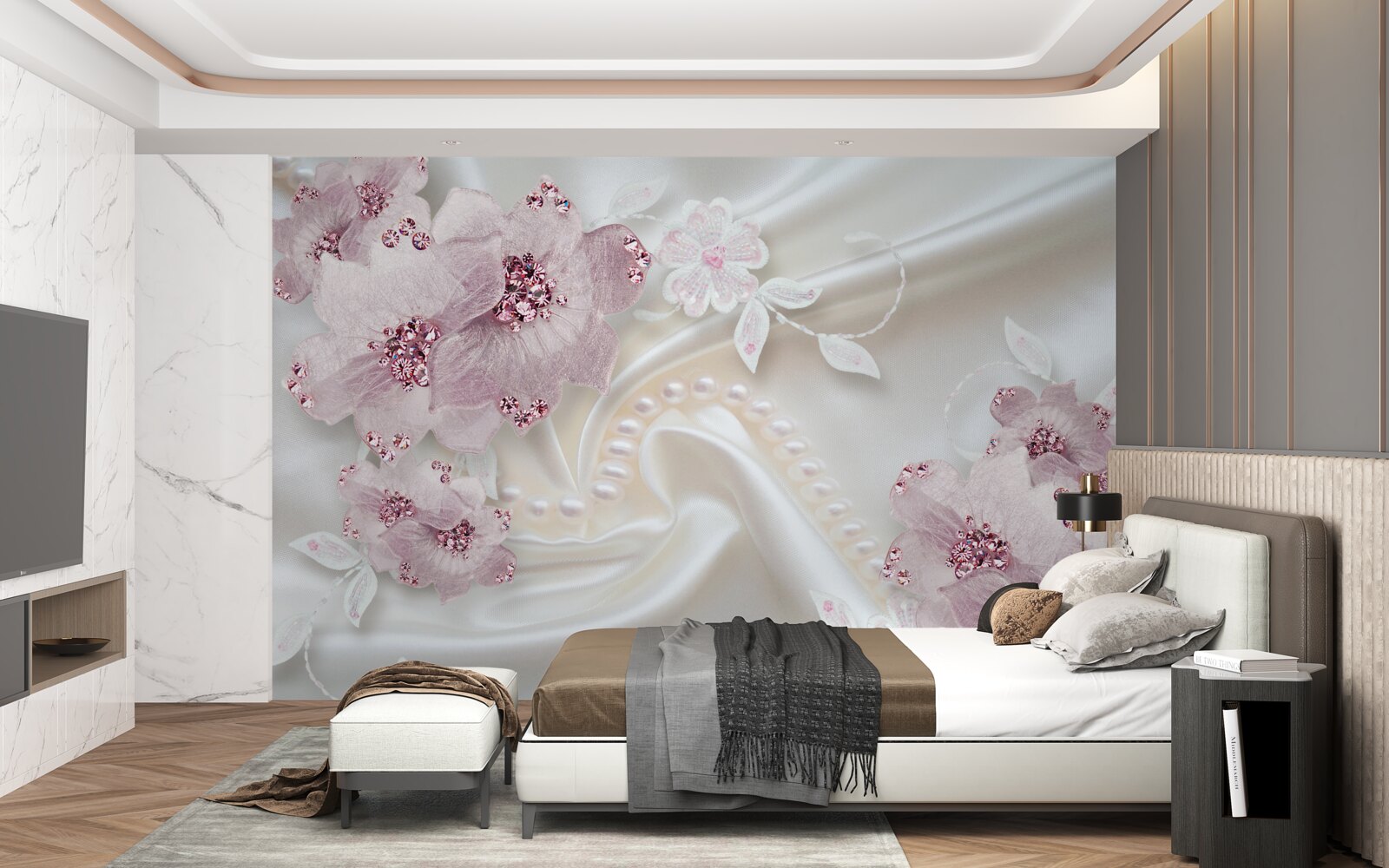 Fototapet moale purpuriu textile fleece pe mătase