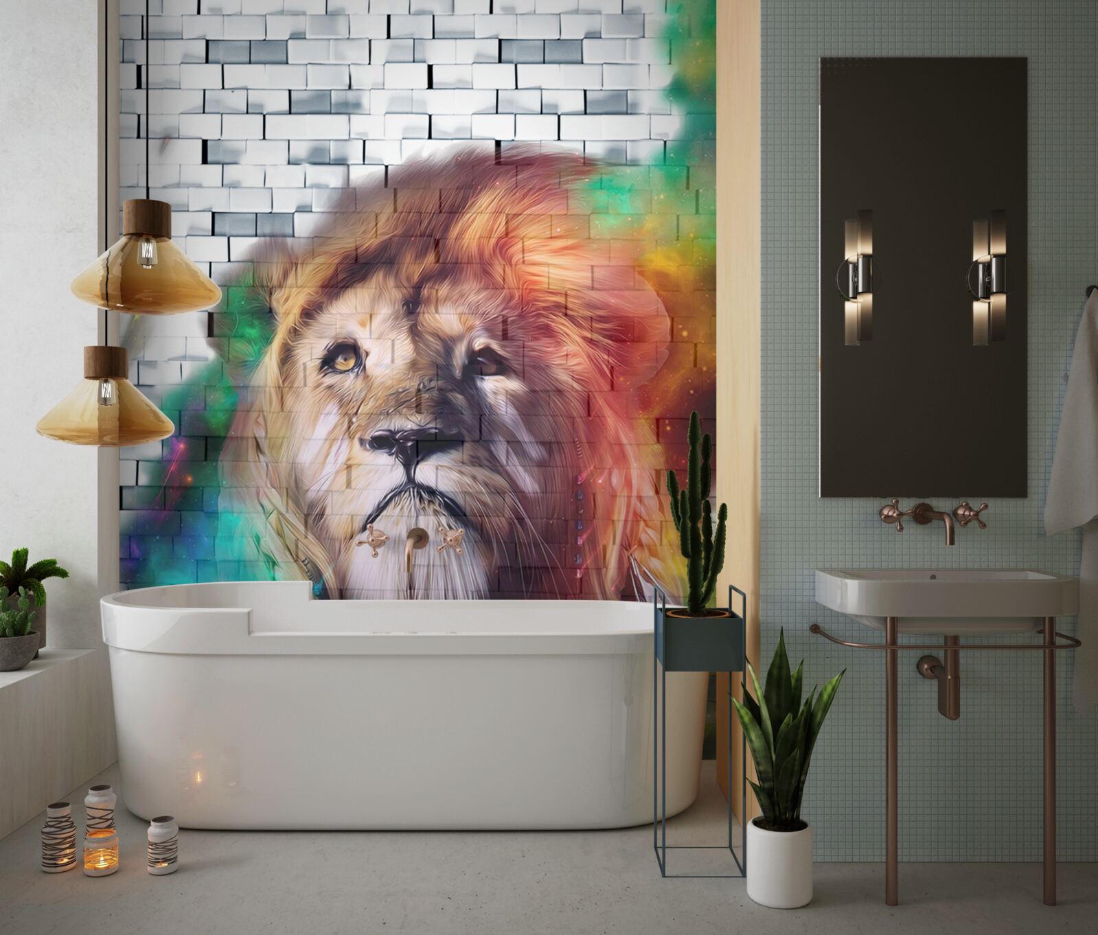 Fototapet regele fiarelor reprezentat ca o abstractizare pe un fundal alb