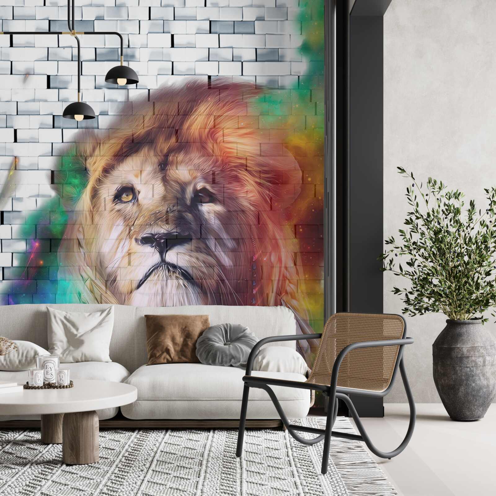 Fototapet regele fiarelor reprezentat ca o abstractizare pe un fundal alb