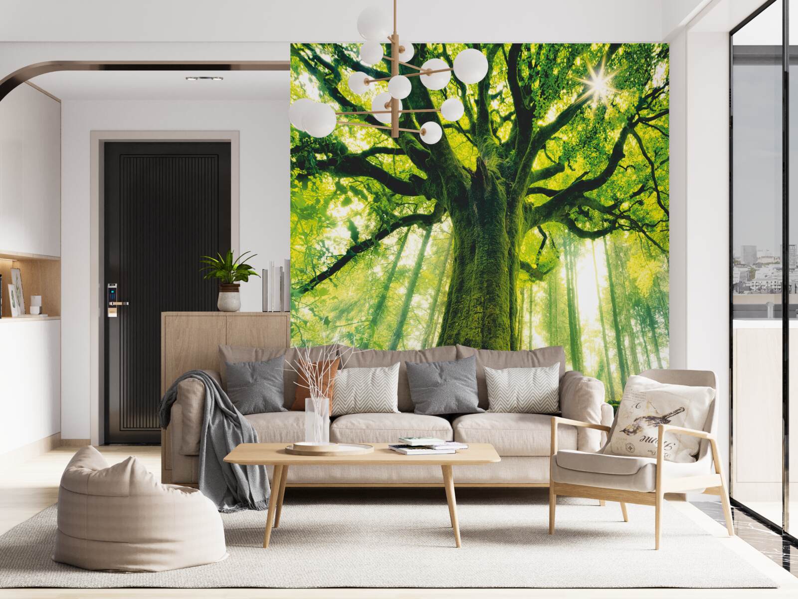 Fototapet copacul vieții în pădurea de dimineață