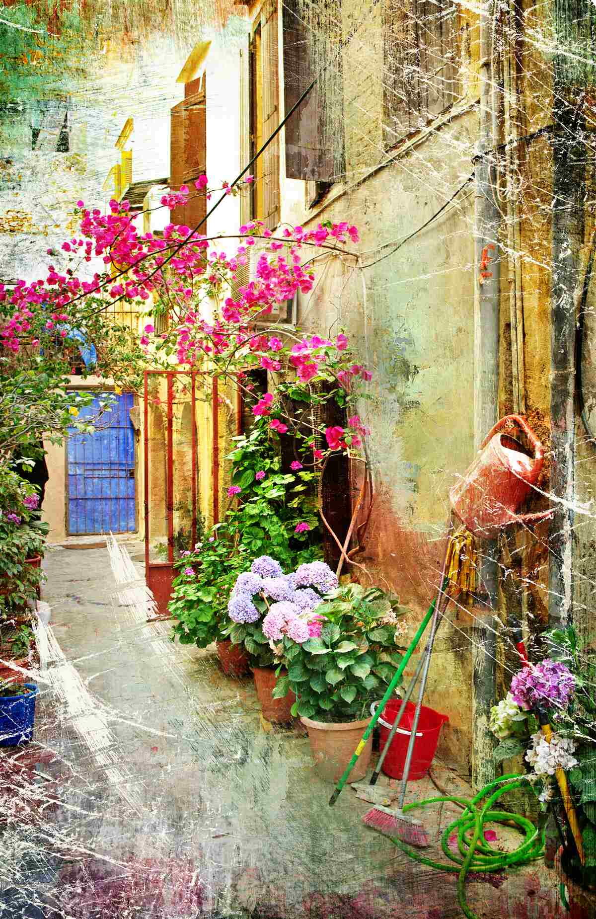 Fototapet curte confortabilă pentru oaspeți