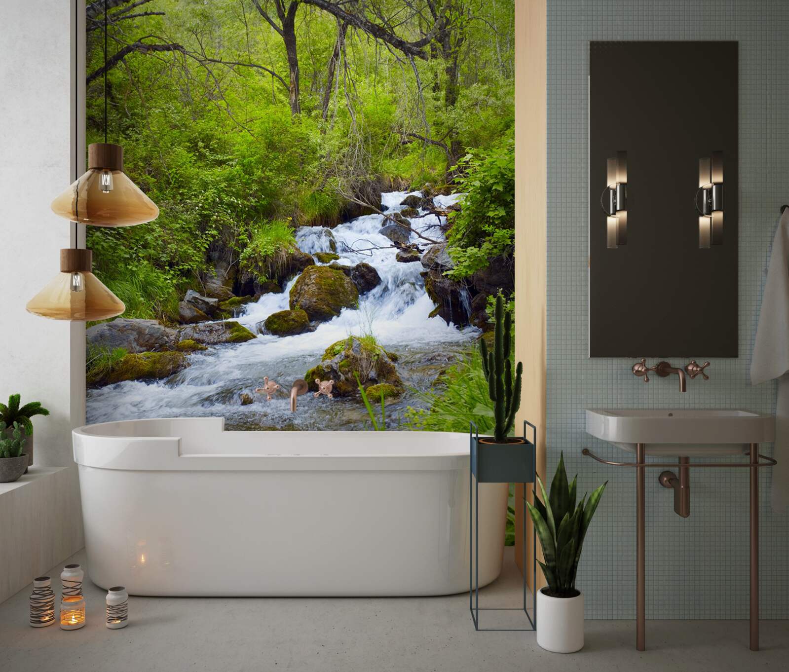 Fototapet cascadă care curge cu furie în mijlocul pădurii