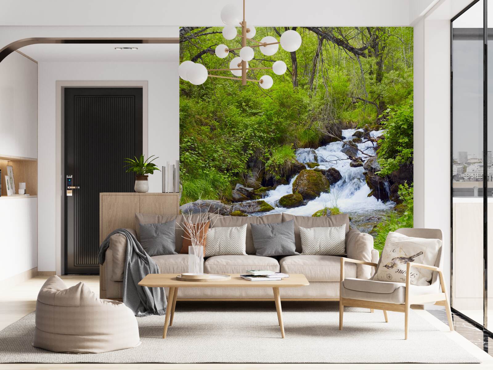 Fototapet cascadă care curge cu furie în mijlocul pădurii