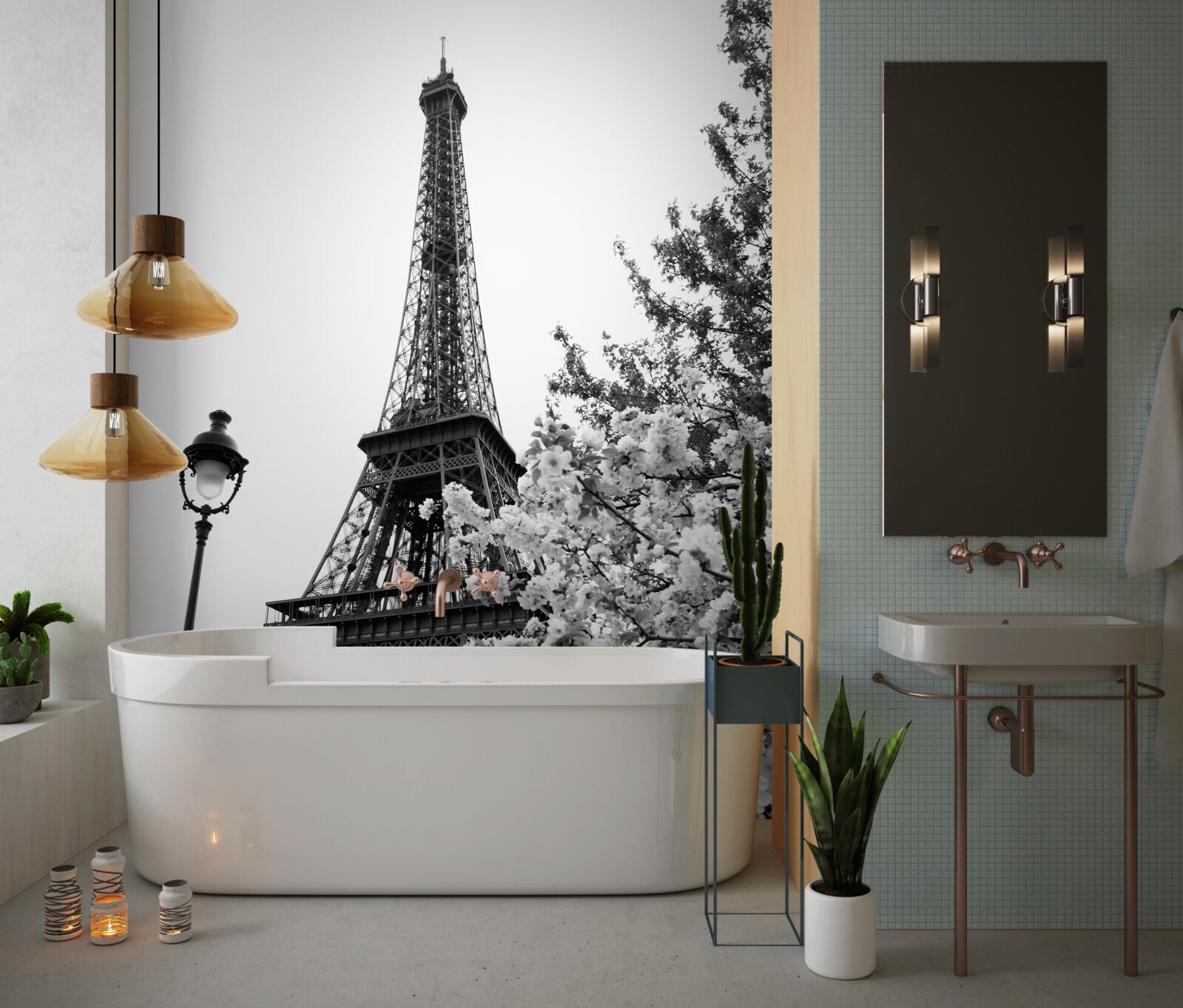 Fototapet turnul eiffel în alb și negru