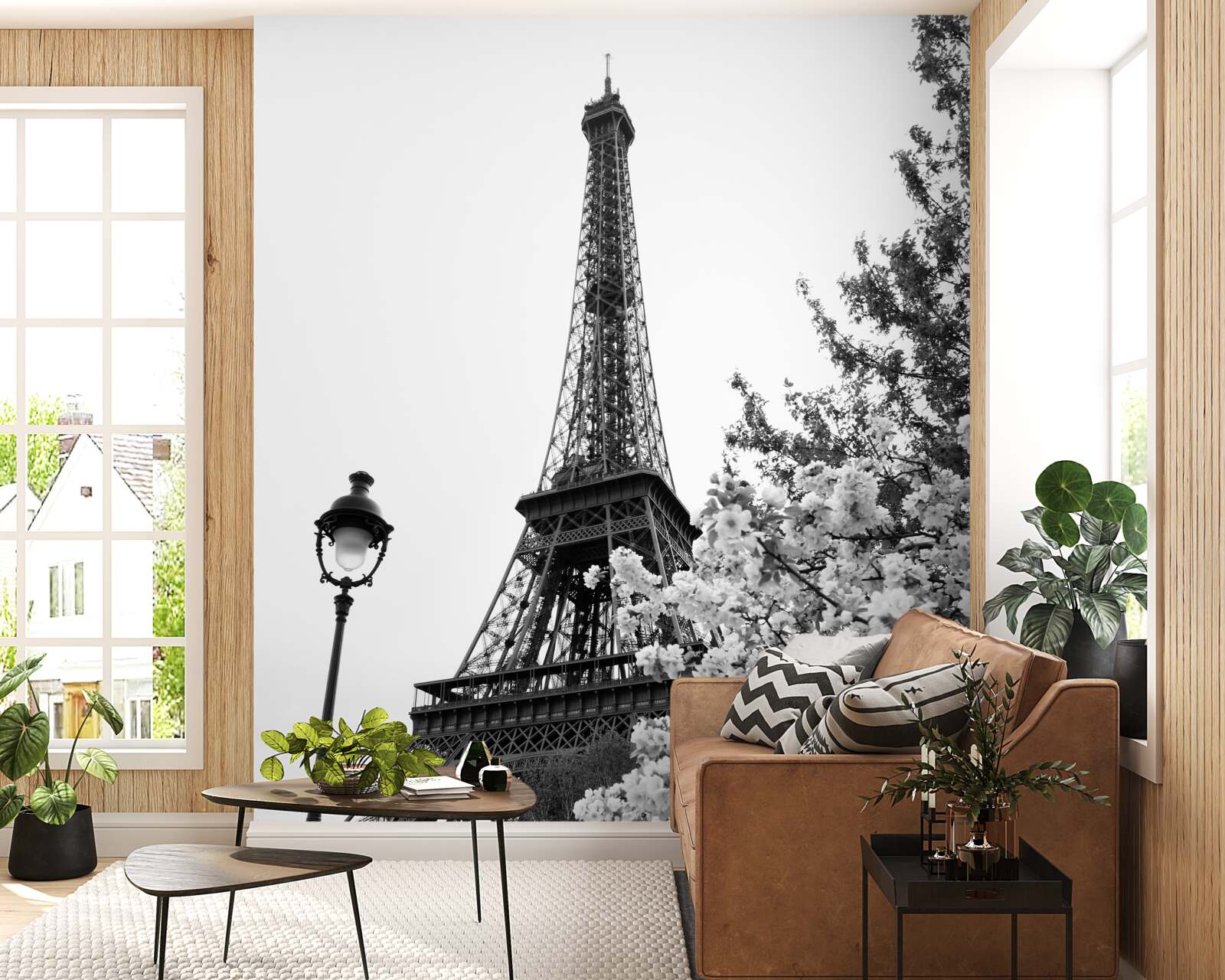 Fototapet turnul eiffel în alb și negru