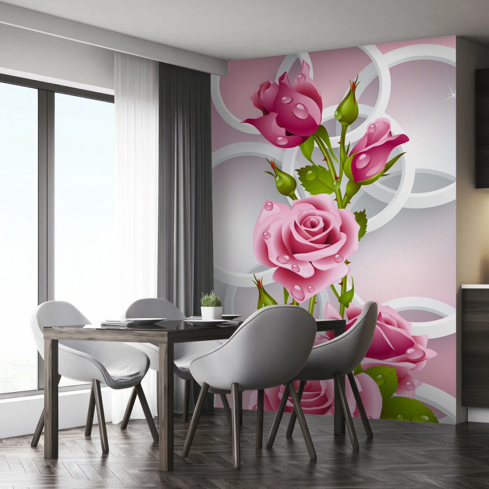 Fototapet tulpini moi de trandafir purpuriu