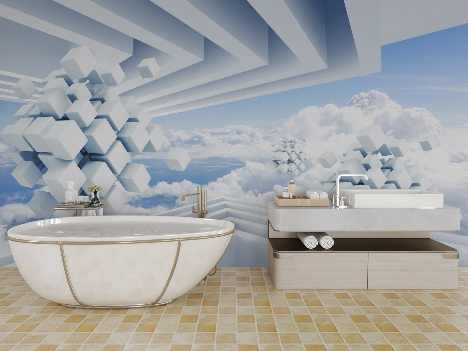 Fototapet texturi plutind în albastrul norilor