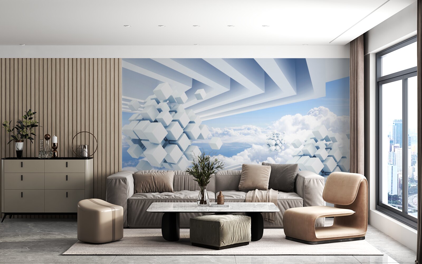 Fototapet texturi plutind în albastrul norilor