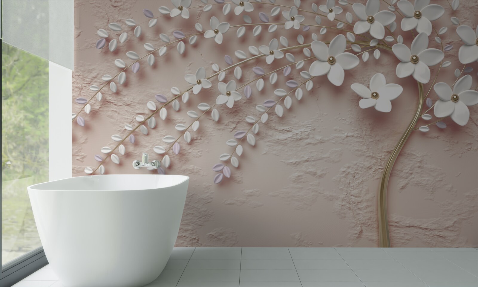 Fototapet copac înflorit cu flori mici