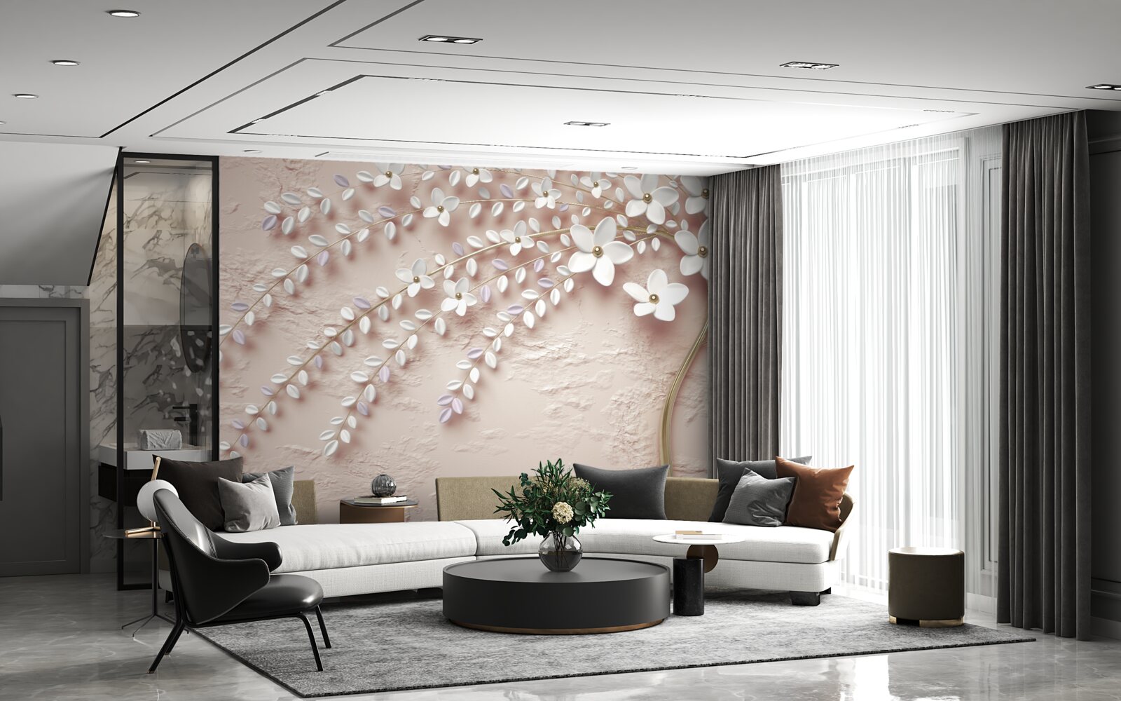 Fototapet copac înflorit cu flori mici