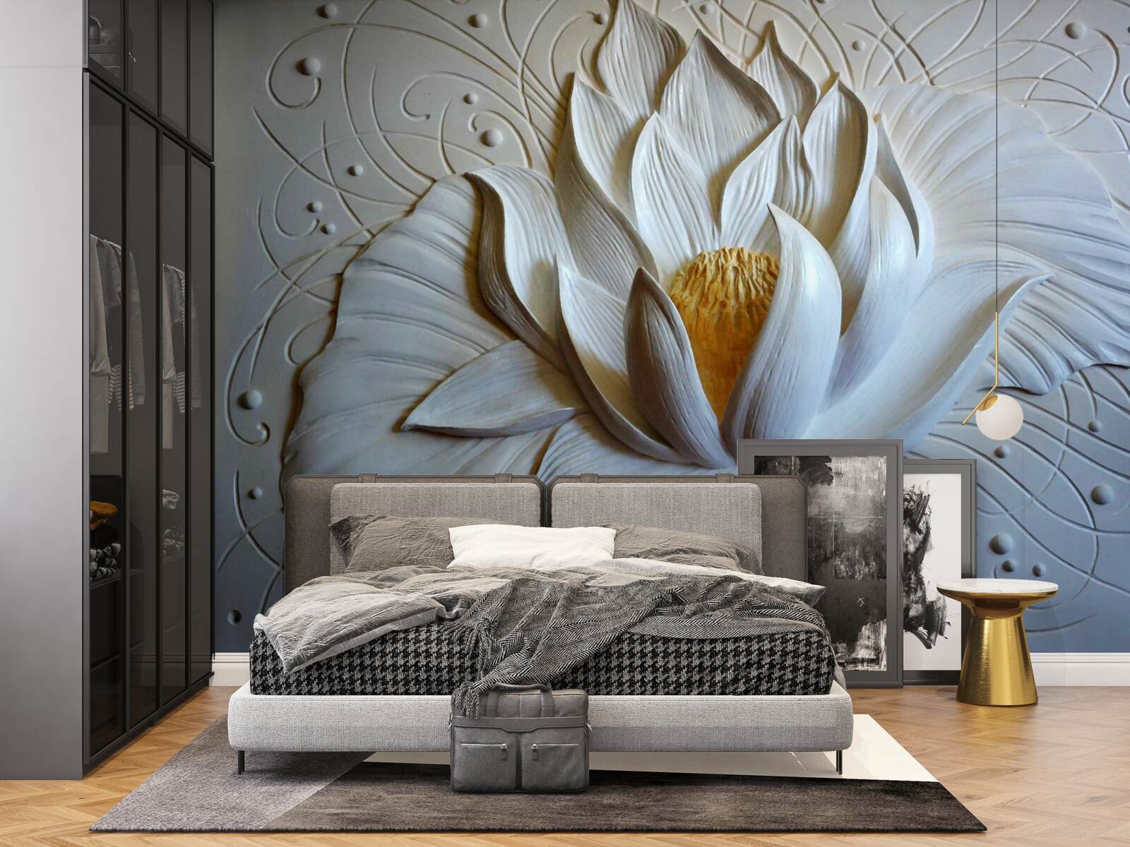 Fototapet relief lotus alb