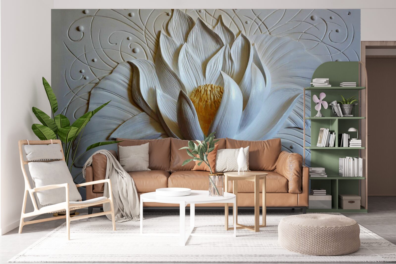 Fototapet relief lotus alb