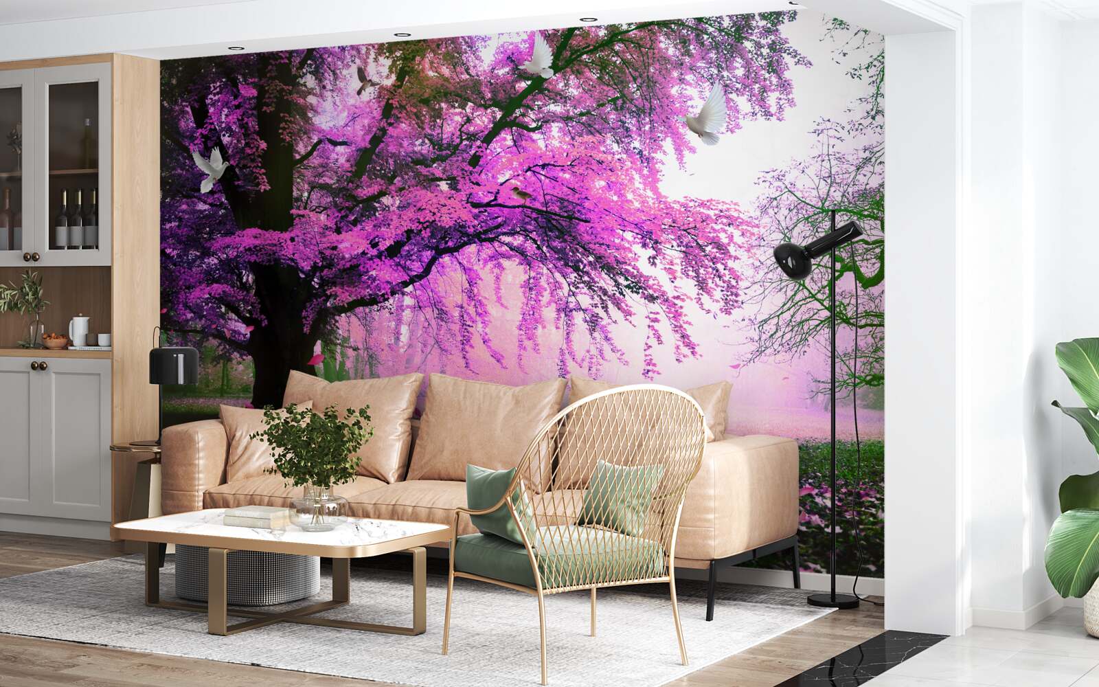 Fototapet nuanțe fermecătoare de flori de cireș