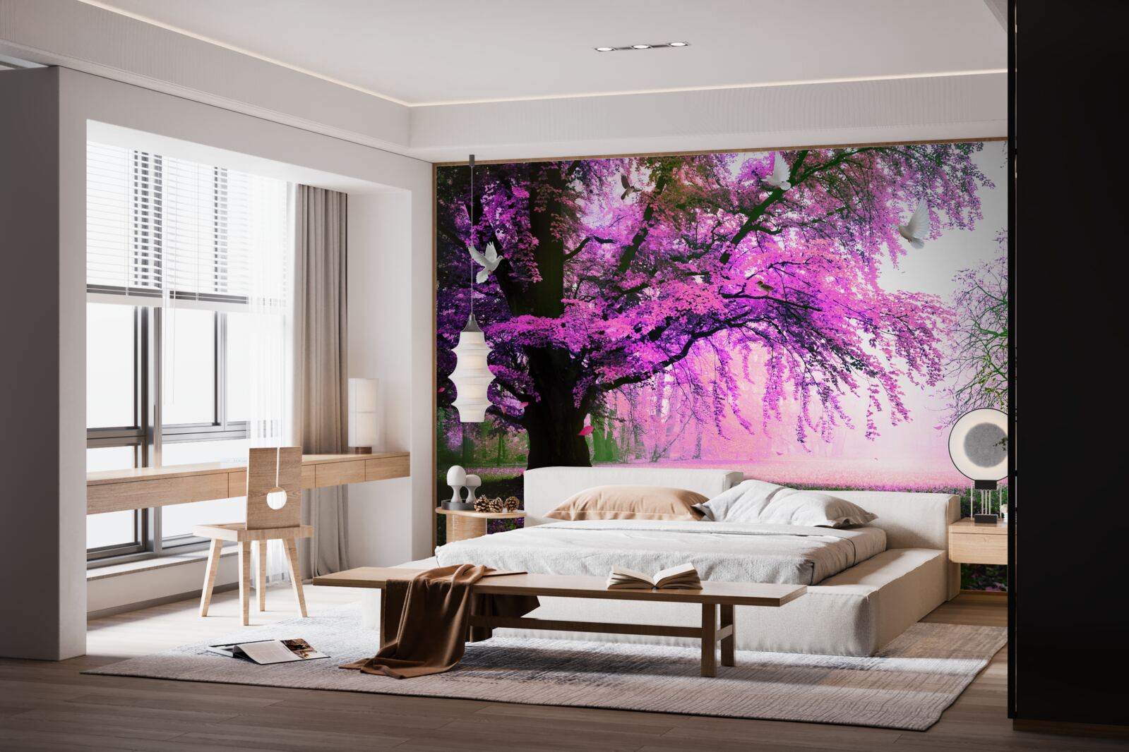 Fototapet nuanțe fermecătoare de flori de cireș