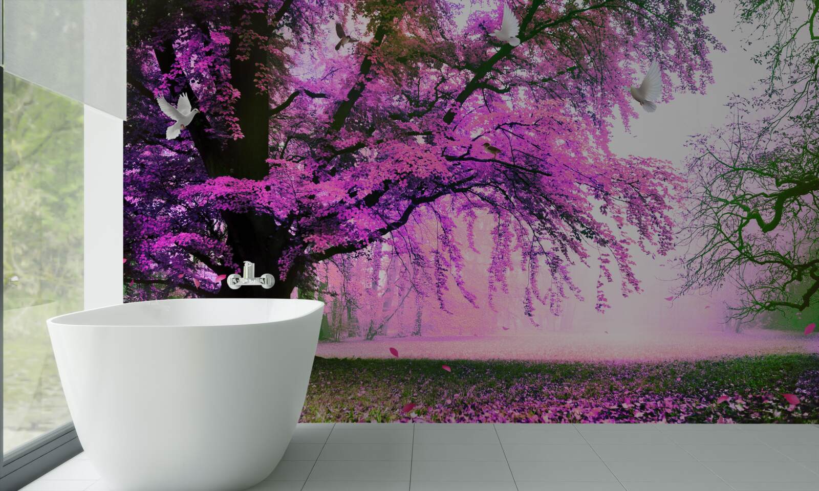 Fototapet nuanțe fermecătoare de flori de cireș