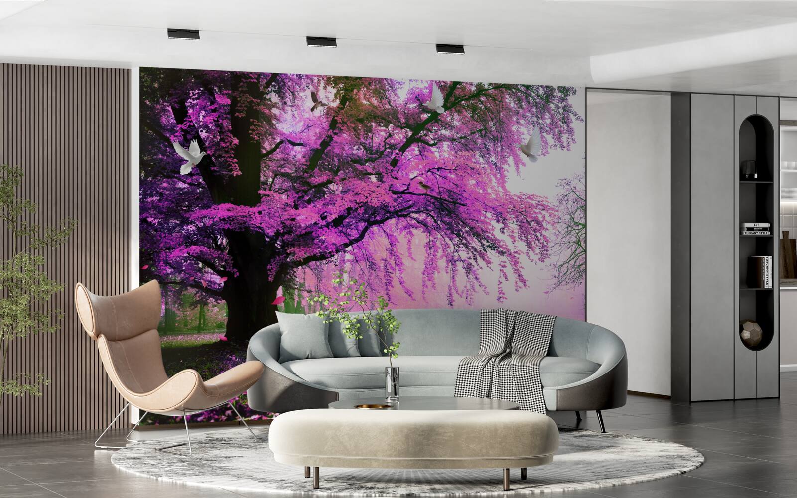 Fototapet nuanțe fermecătoare de flori de cireș