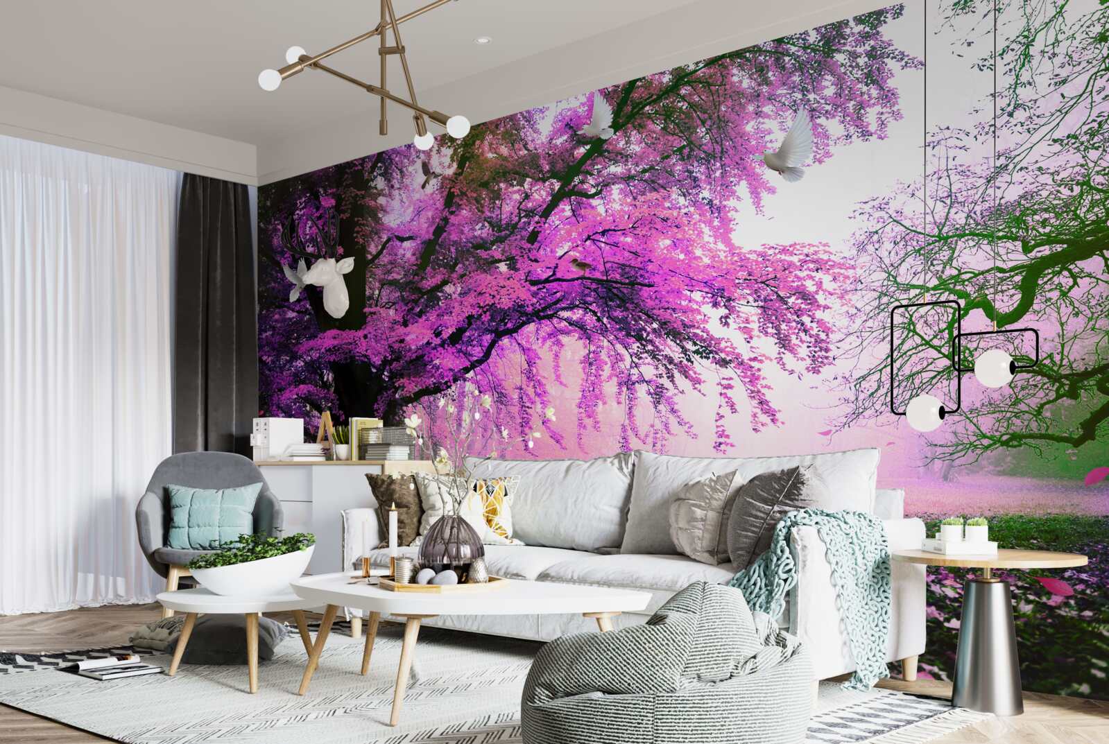 Fototapet nuanțe fermecătoare de flori de cireș