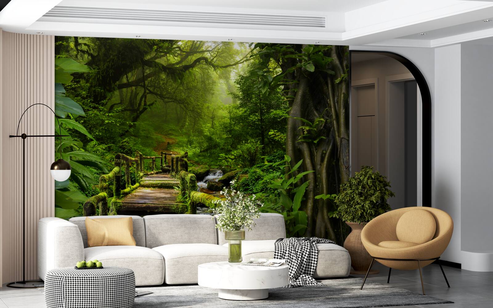 Fototapet în jungla asiatică există o cascadă