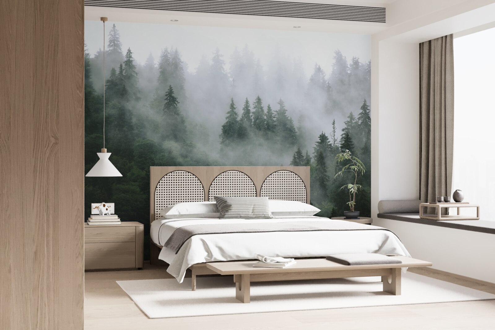 Fototapet marginea cețoasă a unei păduri de conifere