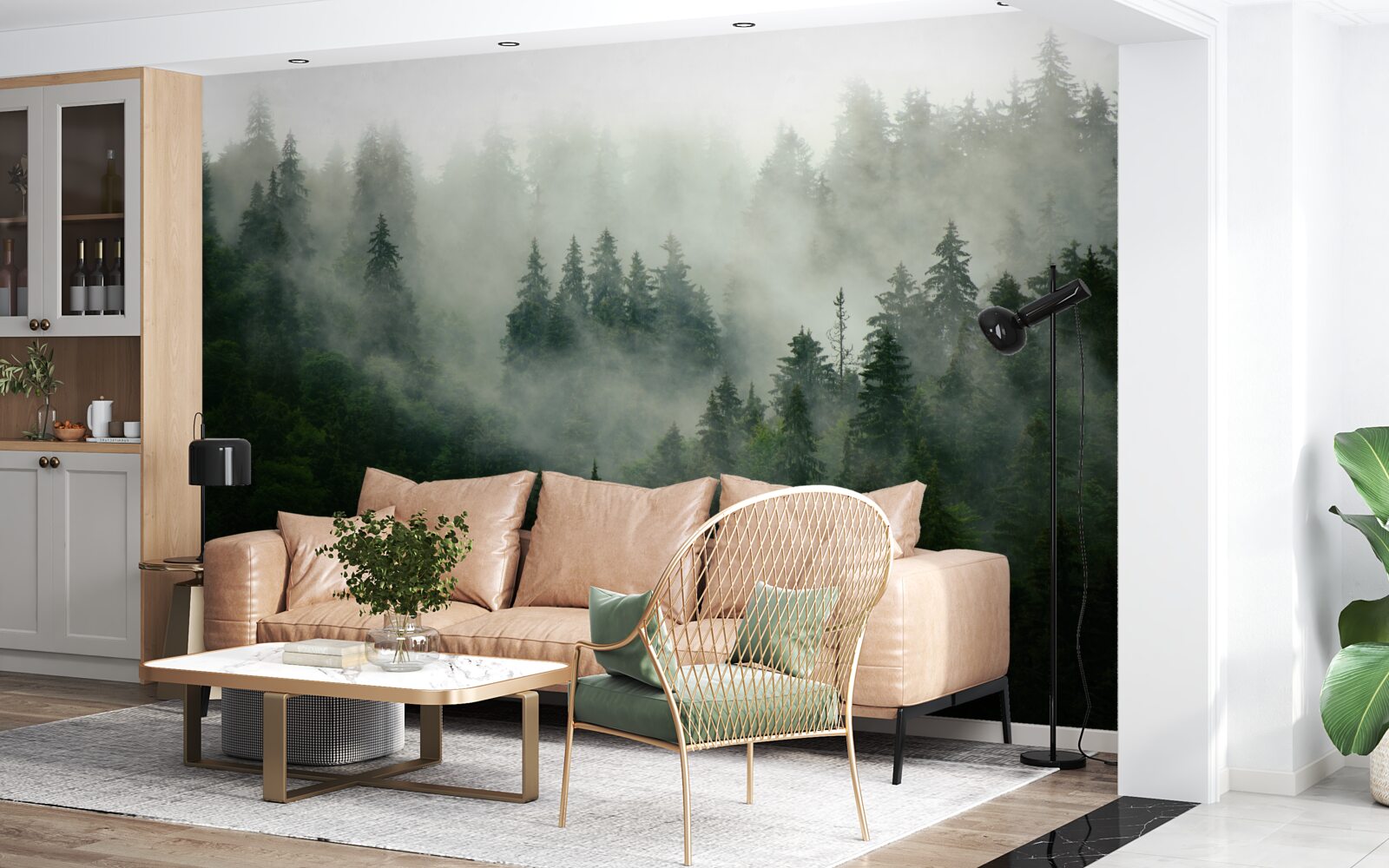 Fototapet întuneric printre molizi și pini