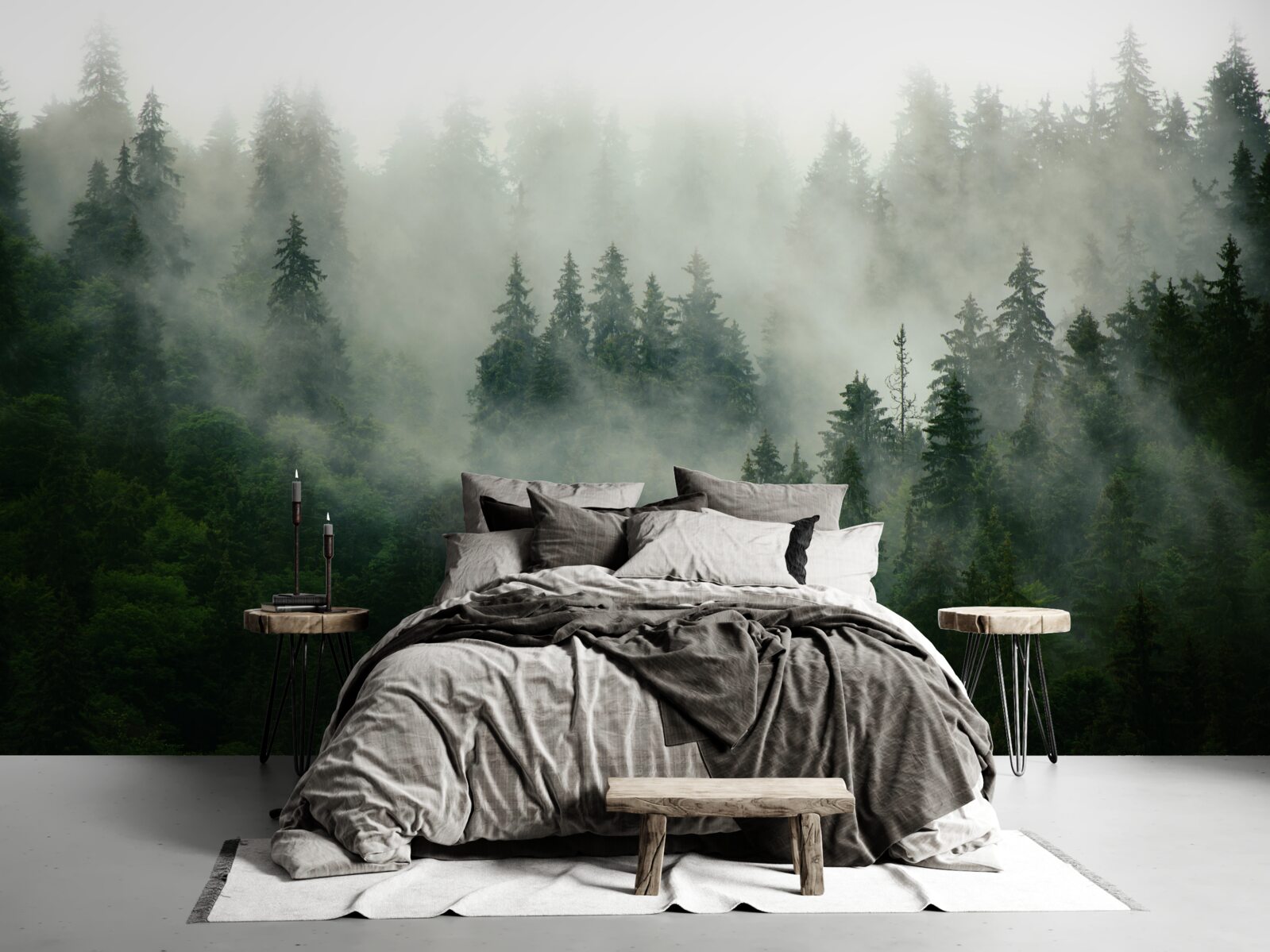 Fototapet întuneric printre molizi și pini