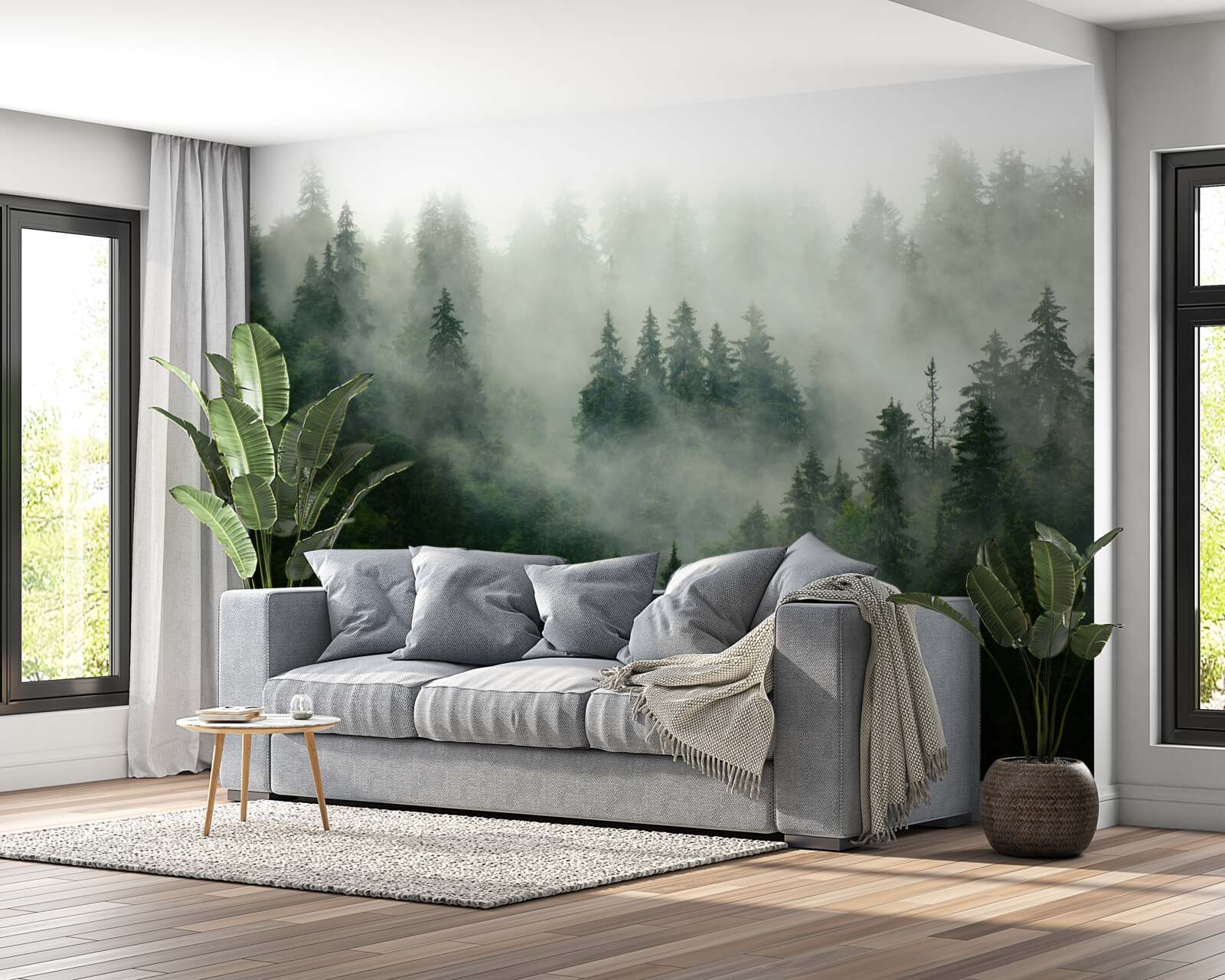 Fototapet întuneric printre molizi și pini