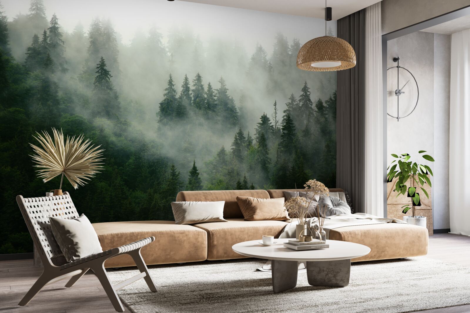 Fototapet întuneric printre molizi și pini