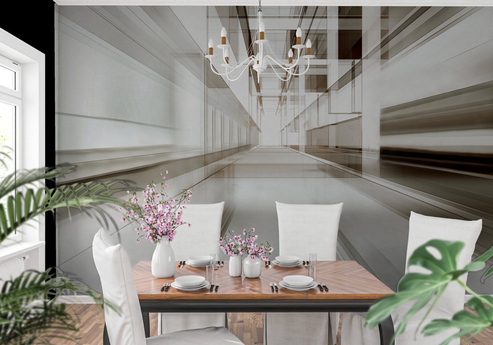 Fototapet există un tunel gri deschis în viitor