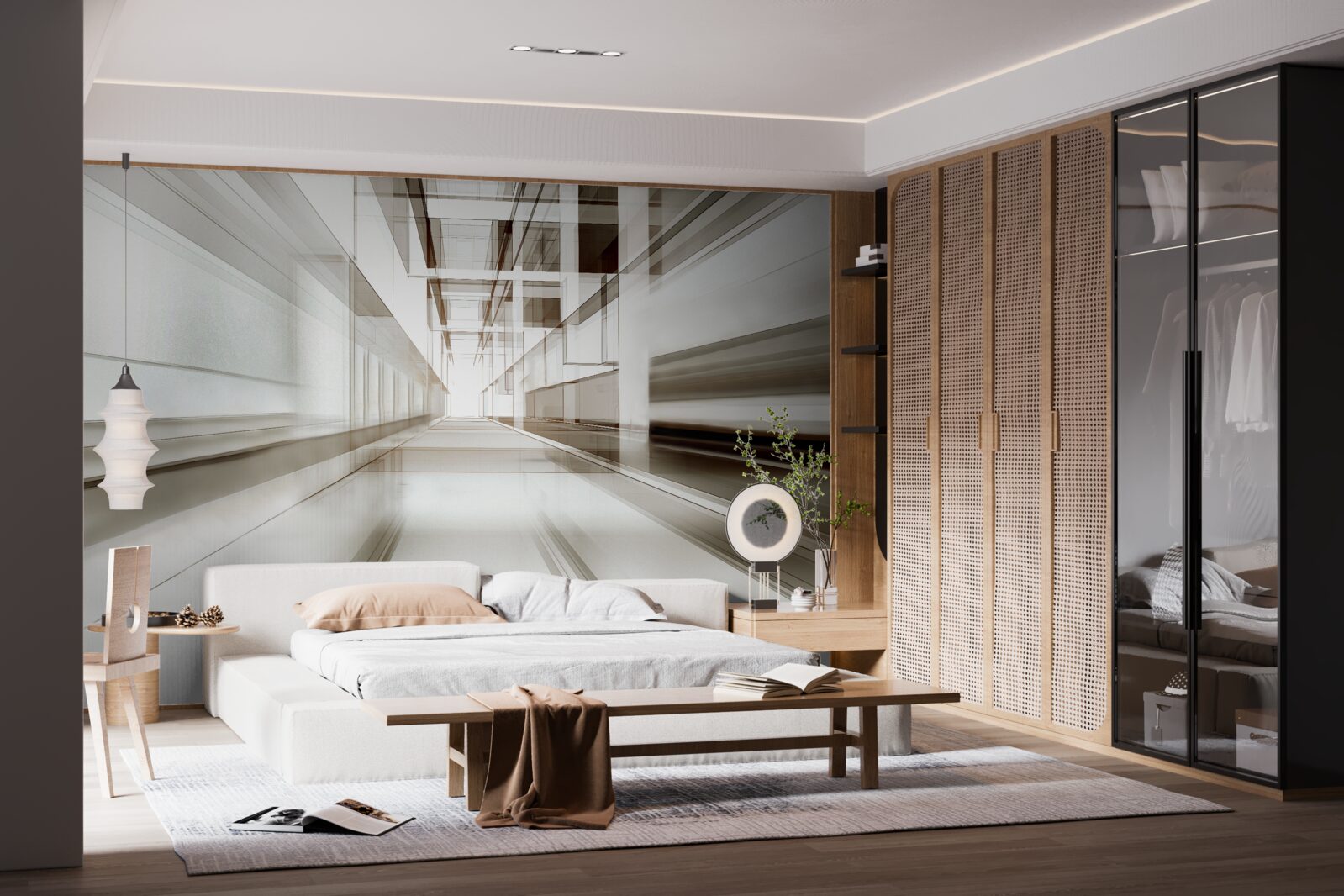 Fototapet există un tunel gri deschis în viitor