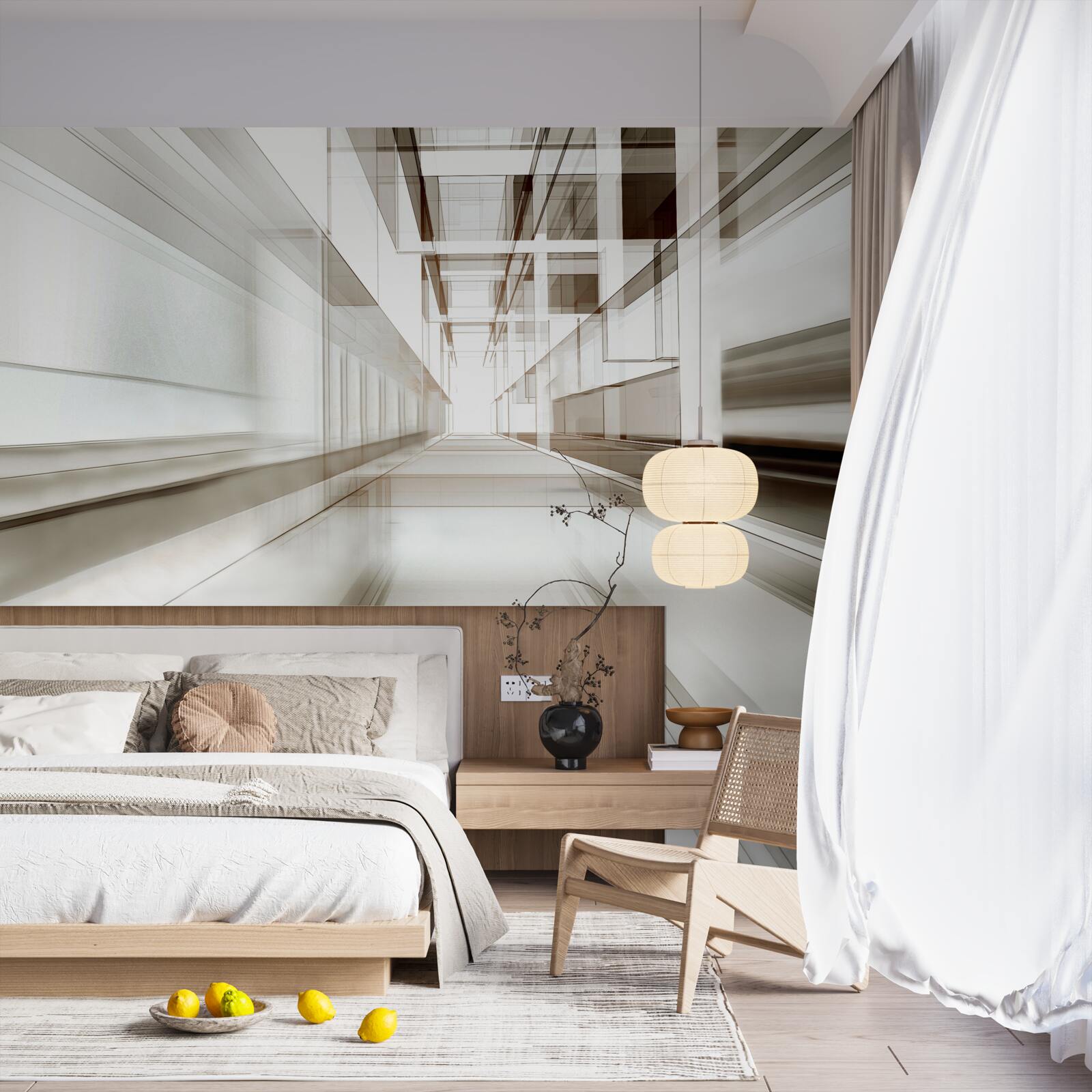 Fototapet există un tunel gri deschis în viitor