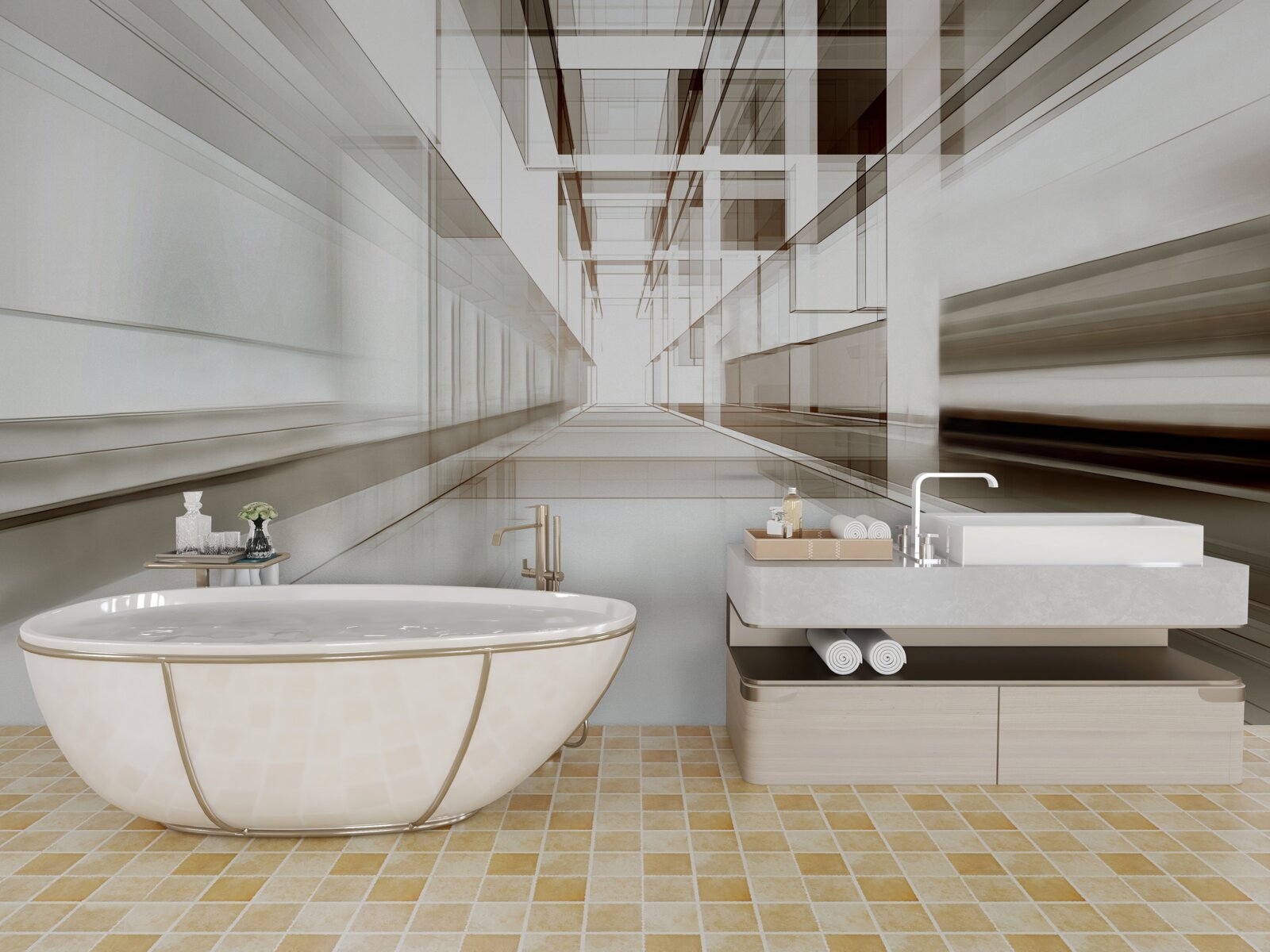 Fototapet există un tunel gri deschis în viitor