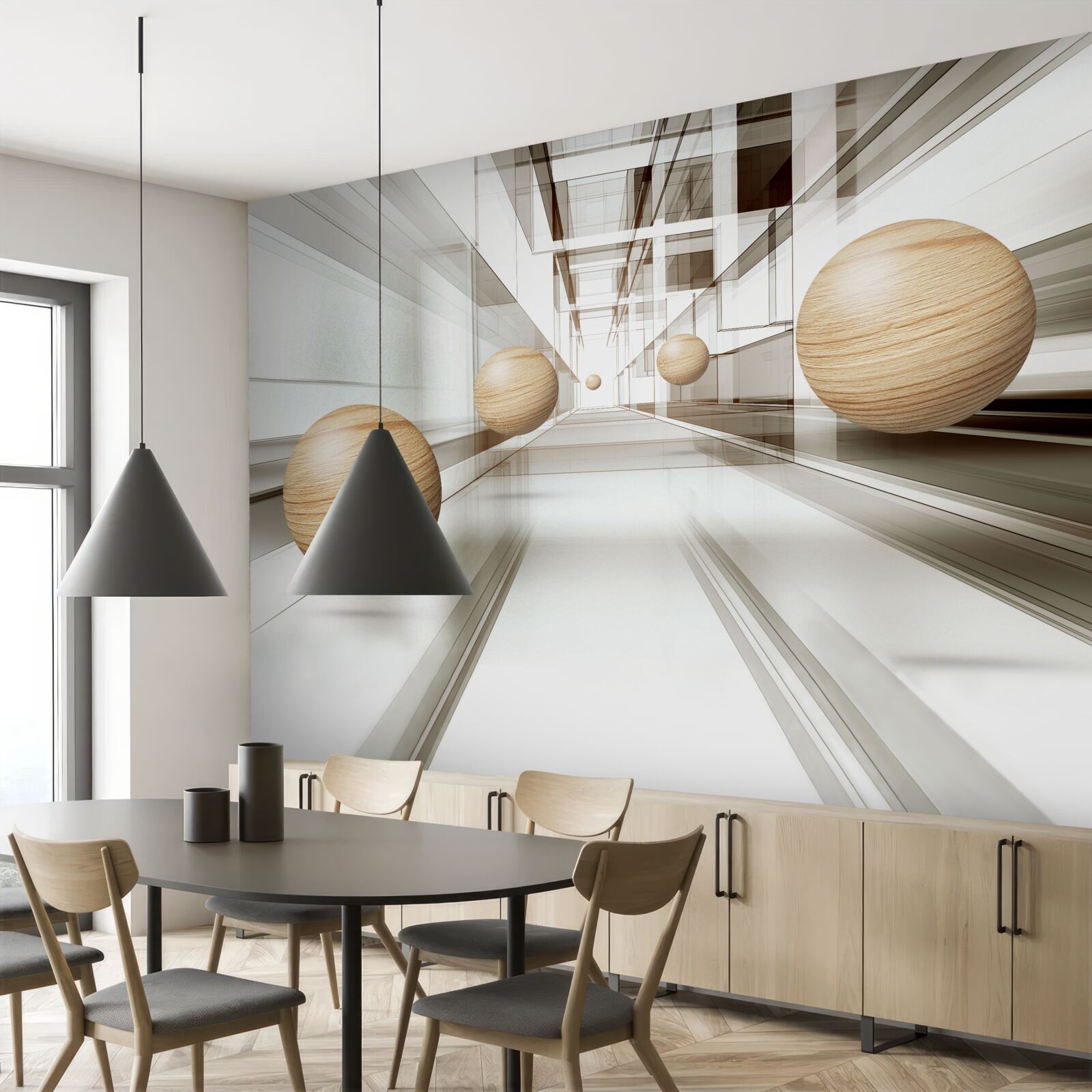 Fototapet bilele de lemn se precipită în infinit