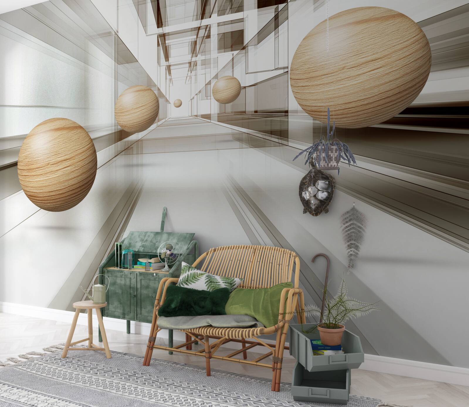 Fototapet bilele de lemn se precipită în infinit