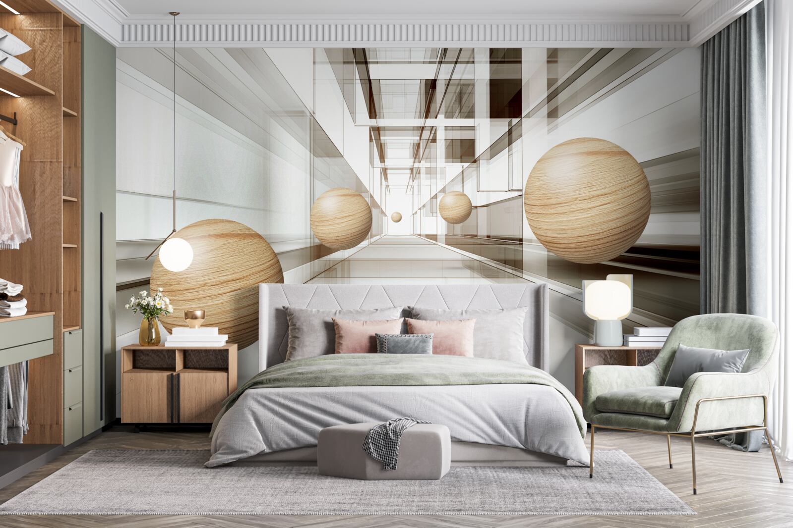 Fototapet bilele de lemn se precipită în infinit