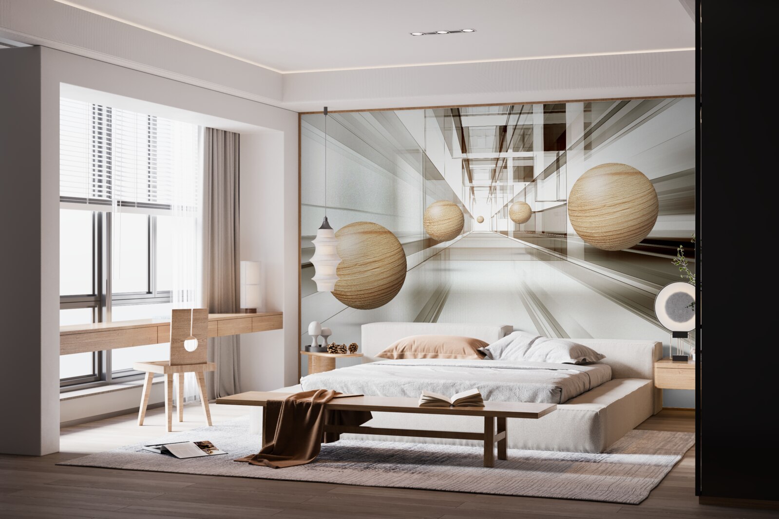 Fototapet bilele de lemn se precipită în infinit