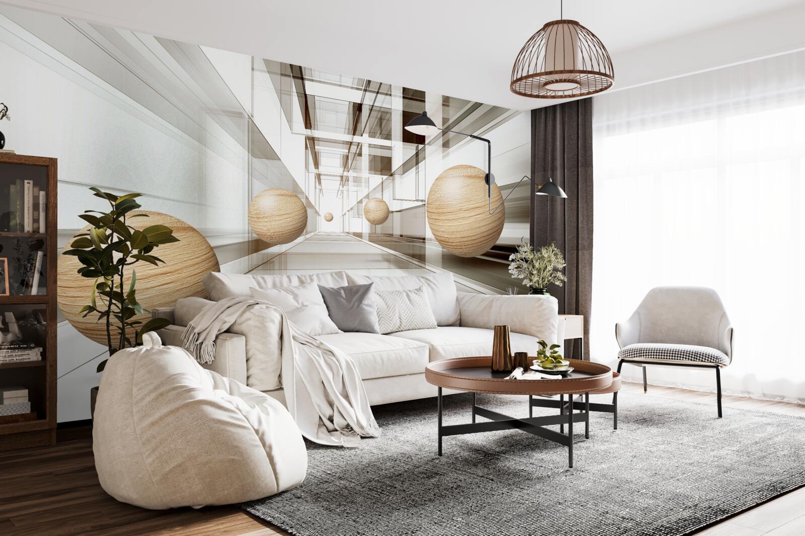 Fototapet bilele de lemn se precipită în infinit