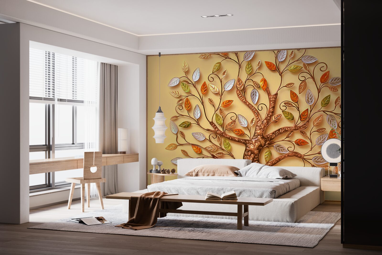 Fototapet copacul este îmbrăcat într-o abstracție autumnală de frunze