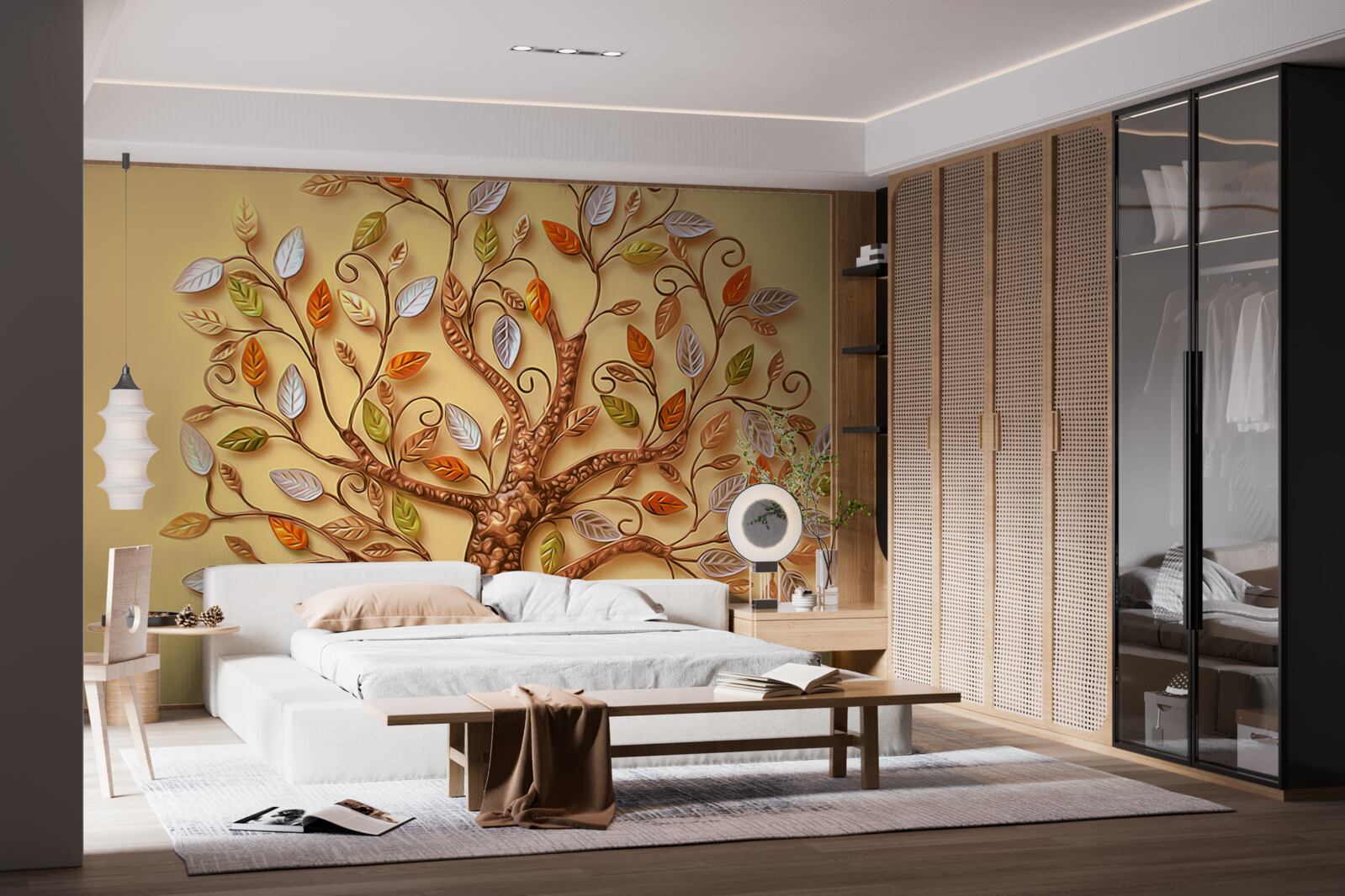 Fototapet copacul este îmbrăcat într-o abstracție autumnală de frunze