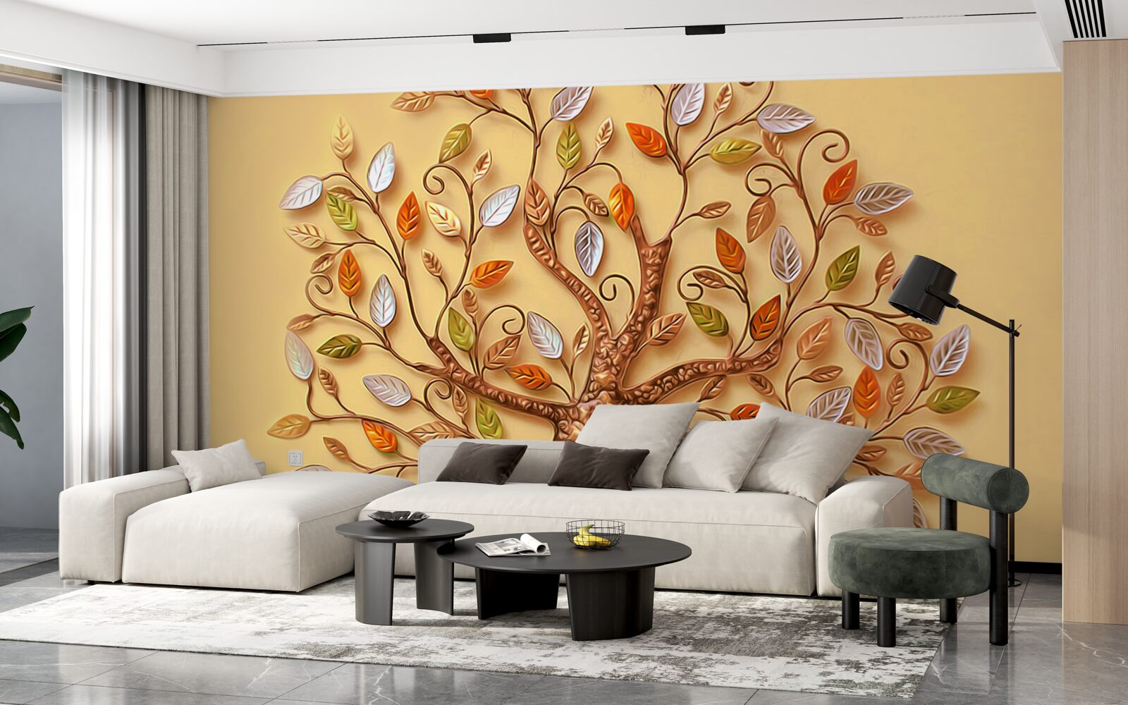 Fototapet copacul este îmbrăcat într-o abstracție autumnală de frunze