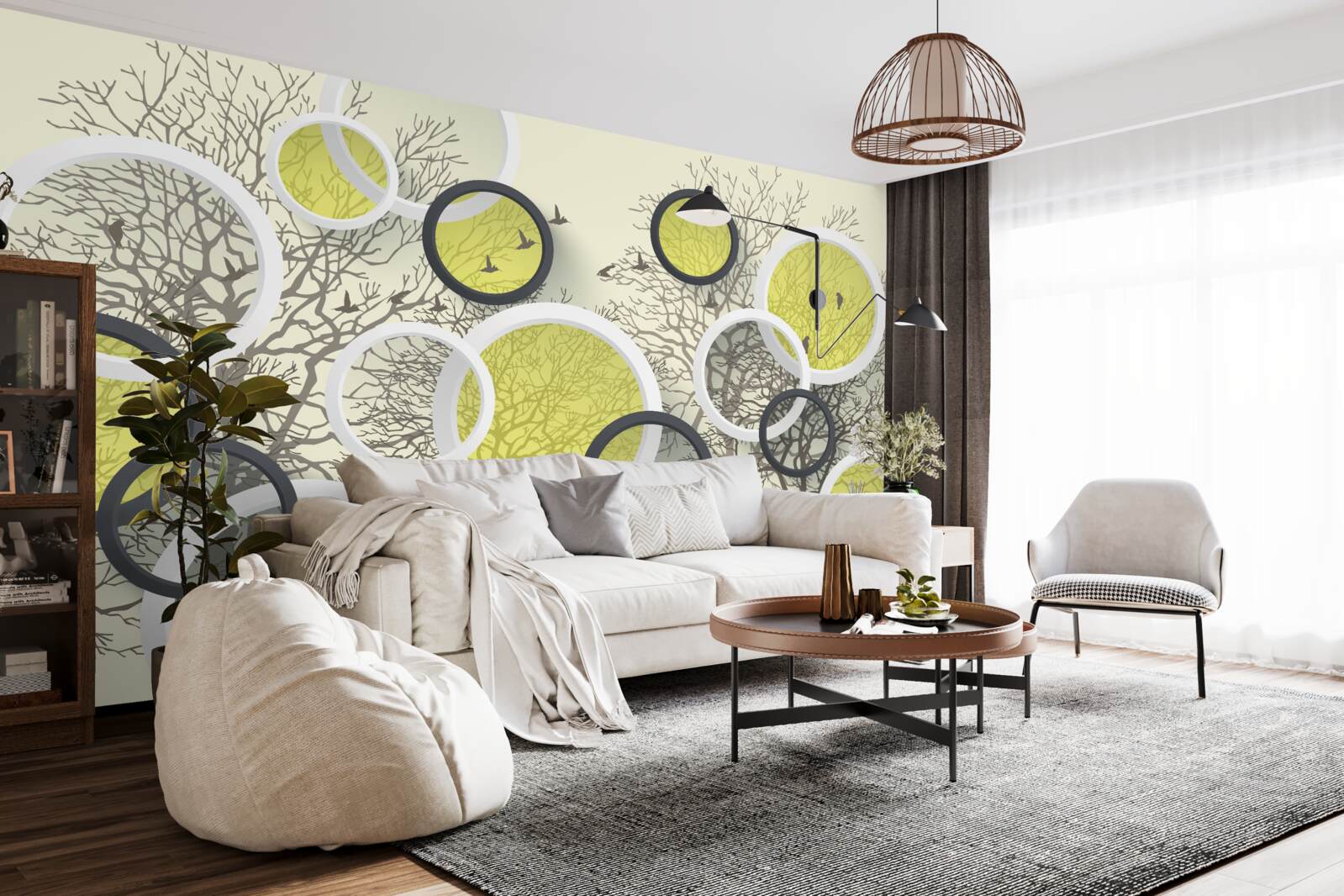 Fototapet cercurile lentilei reflectă textura copacilor